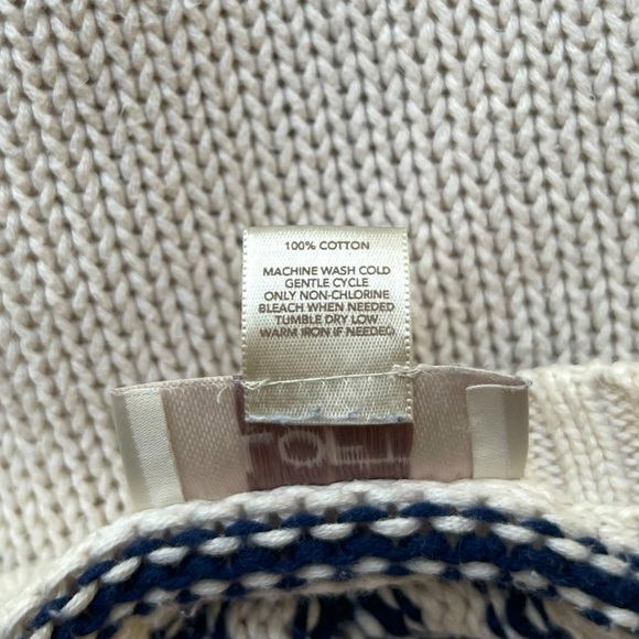 LOFT 3/4 Length Cream & Navy Striped Sweater | Small - Picture 3 of 5